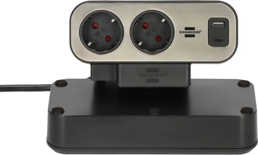 Brennenstuhl Estilo Duplex Stekkerdoos 9x + USB-C/USB-A - 3680W - Zilver/Zwart