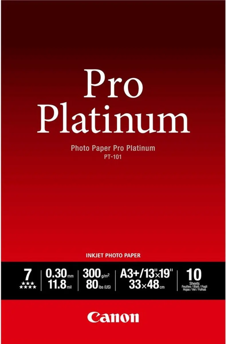 Canon PT-101 Pro Platinum Fotopapier A3 - 10 Vellen - afbeelding 6 van 6