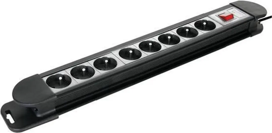 Relectric 8-voudige stekkerdoos 1,5m 3700W - Zwart/Grijs