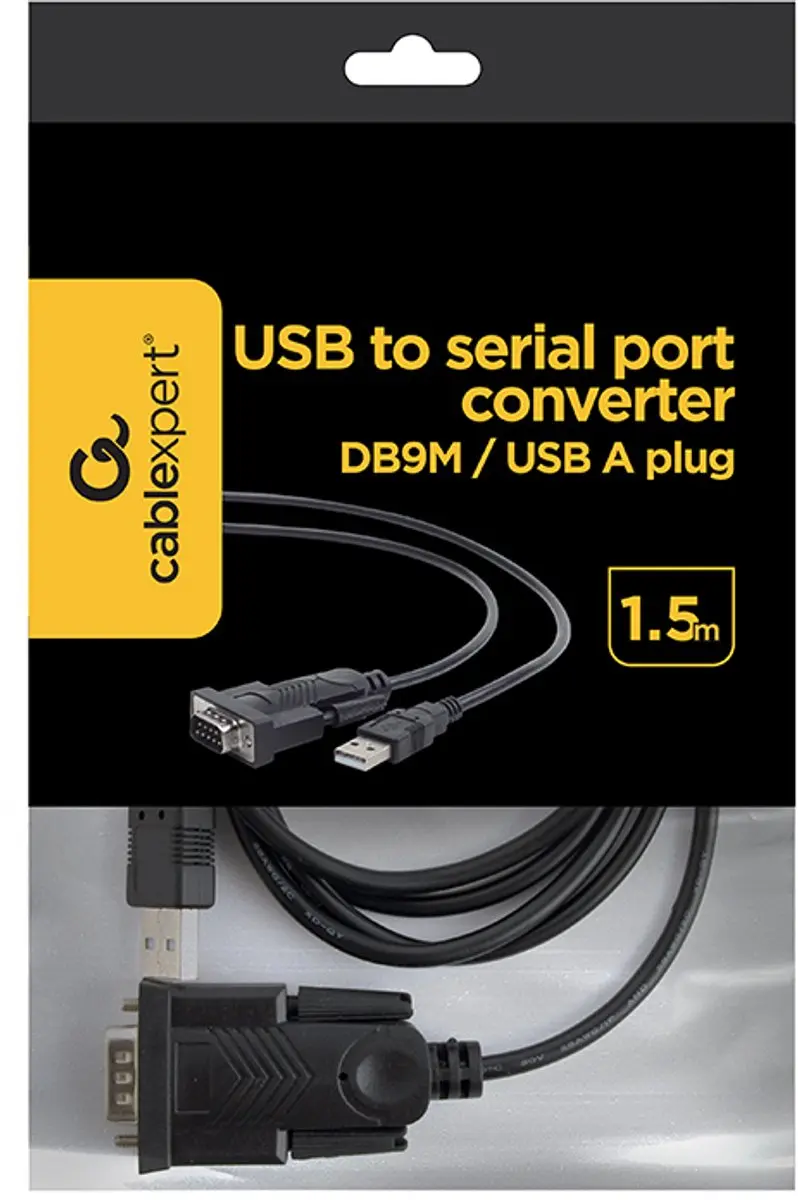 Cablexpert USB naar DB9M Seriële Converterkabel 1.5m - Zwart