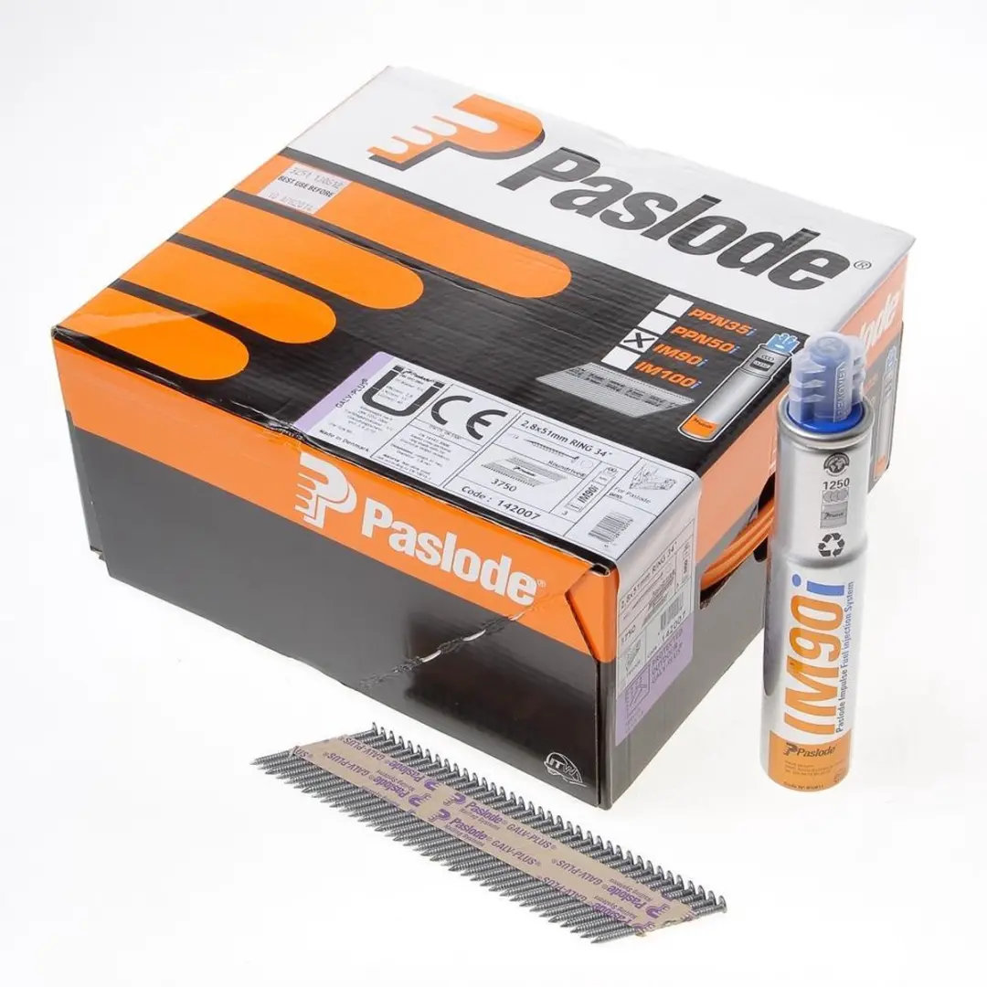 Paslode 142007 Papiergebonden Stripnagels 2,8x51mm - Ring Galv+ - Wit