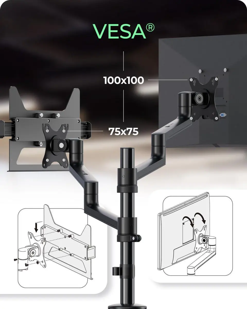Icy Box IB-MS622-T Monitorhouder 32" - Zwart