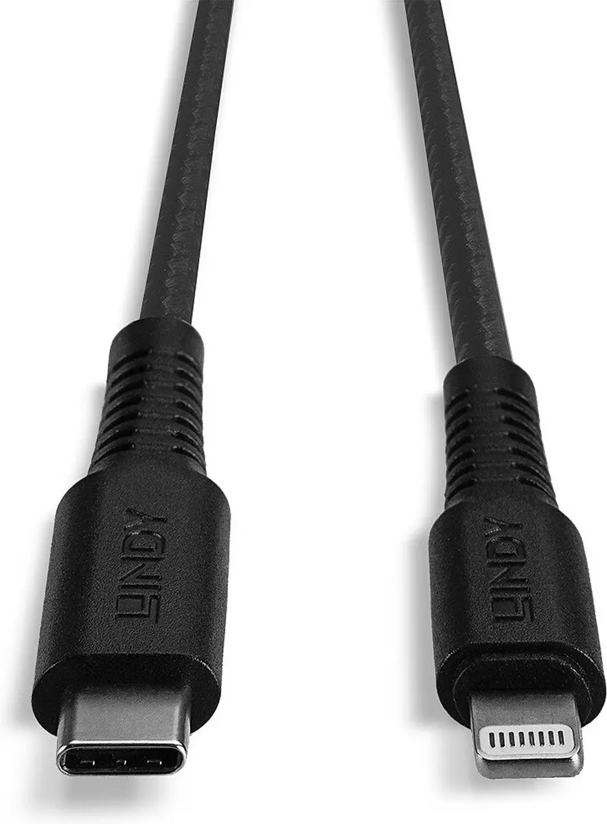 Lindy 31288 USB 2.0 Lightning naar USB-C Kabel 3m - Zwart