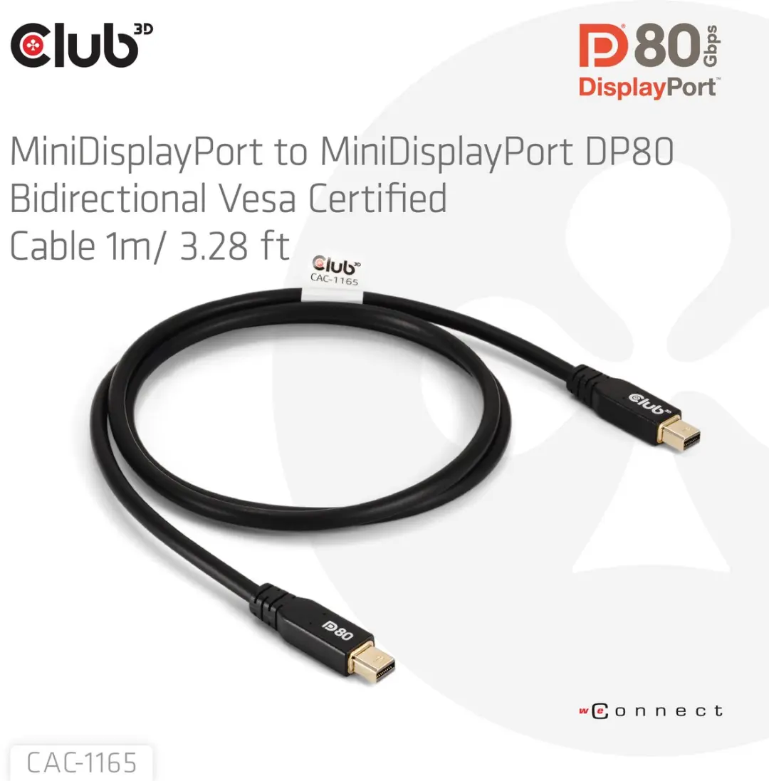Club3D CAC-1165 MiniDisplayPort Kabel 1m - Zwart