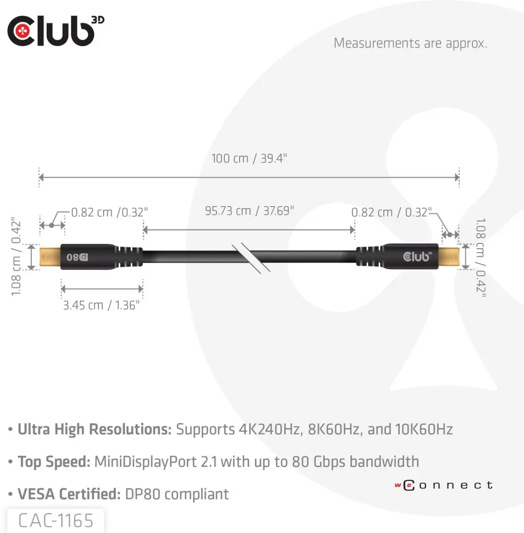 Club3D CAC-1165 MiniDisplayPort Kabel 1m - Zwart