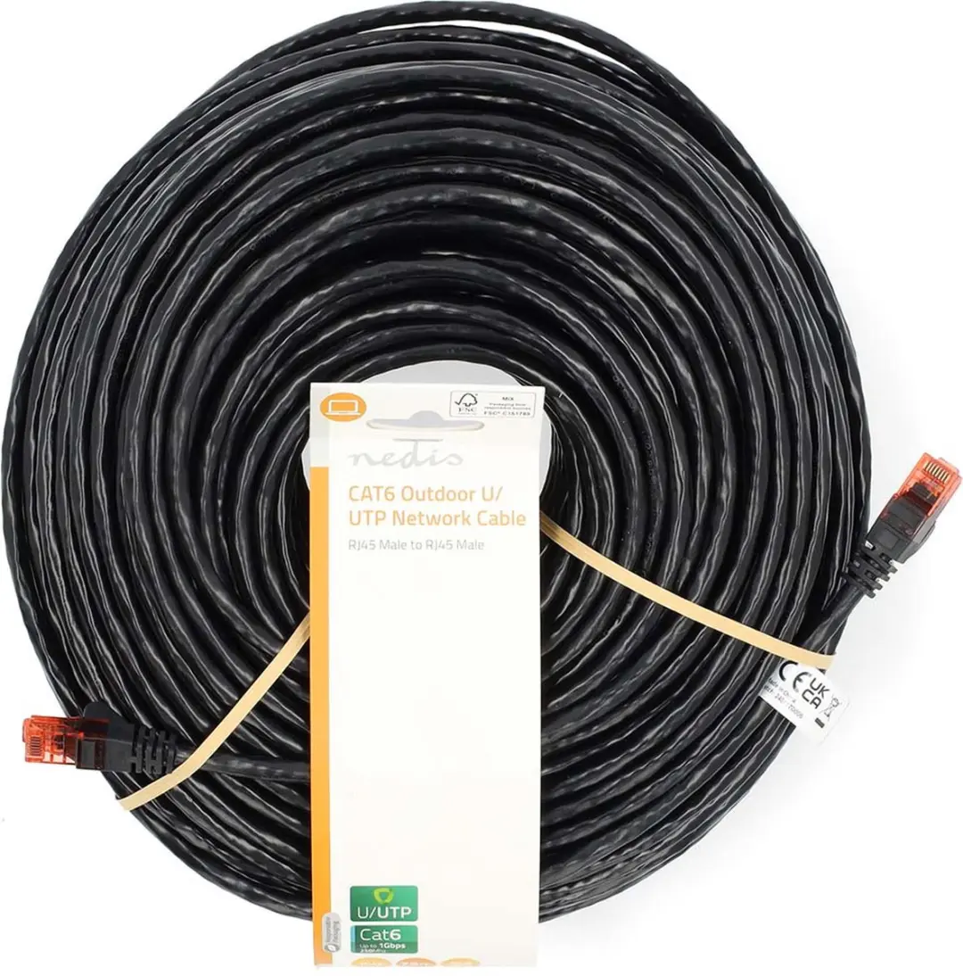 Nedis CAT6 Netwerkkabel RJ45 Male 75m - Buitenshuis Zwart