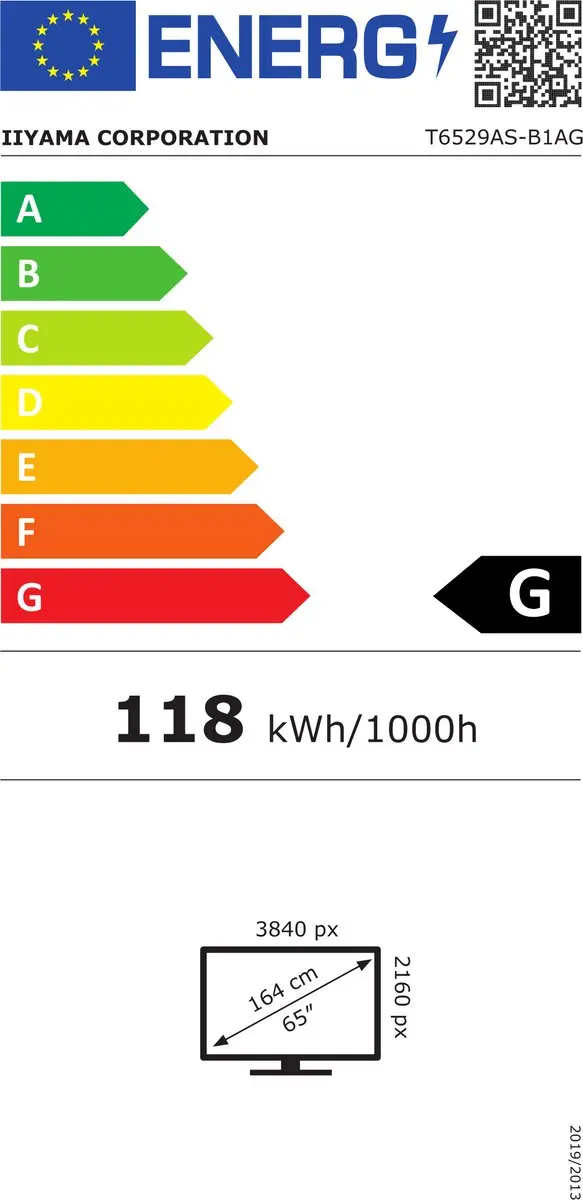 iiyama T6529AS-B1AG Beeldkrant 163,8cm 4K Touch - Android - Zwart - afbeelding 6 van 6