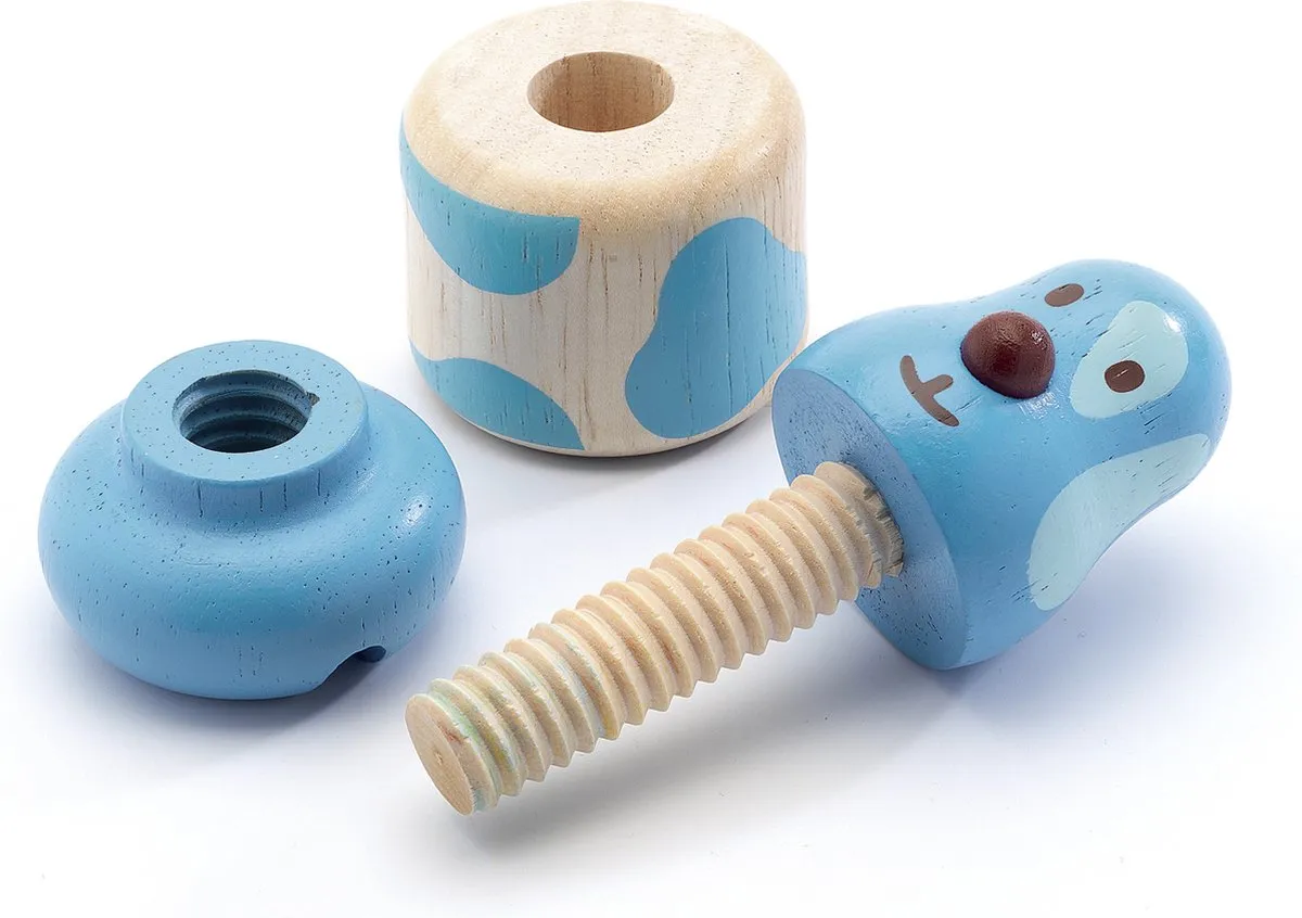 Djeco Vis Animo Houten Schroefdieren - 12 Stuks - Multicolor
