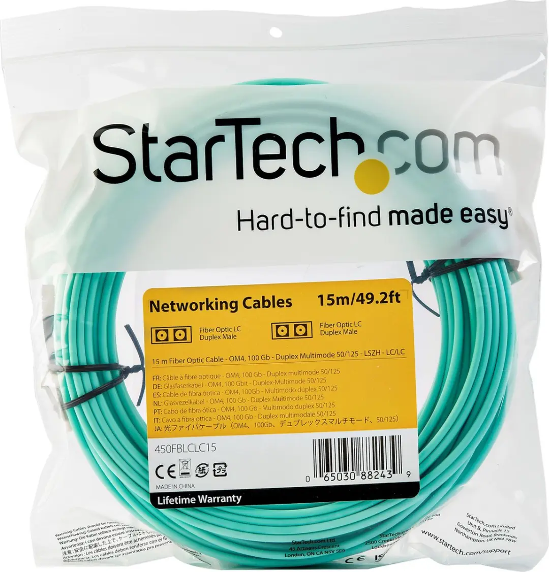 Startech 450FBLCLC15 Glasvezelkabel - Lichtblauw