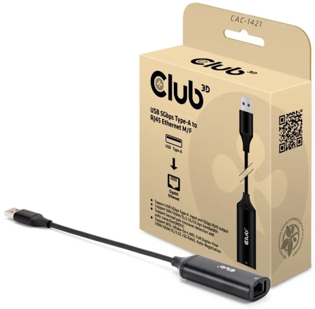 Club3D CAC-1421 USB Type-A naar RJ45 Tussenstuk