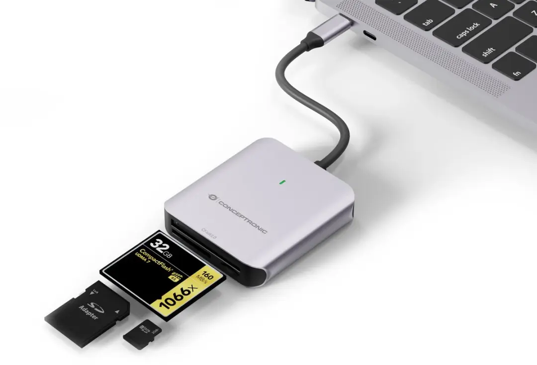 Conceptronic BIAN09G Kaartlezer USB 3.2 Gen 2 - Grijs