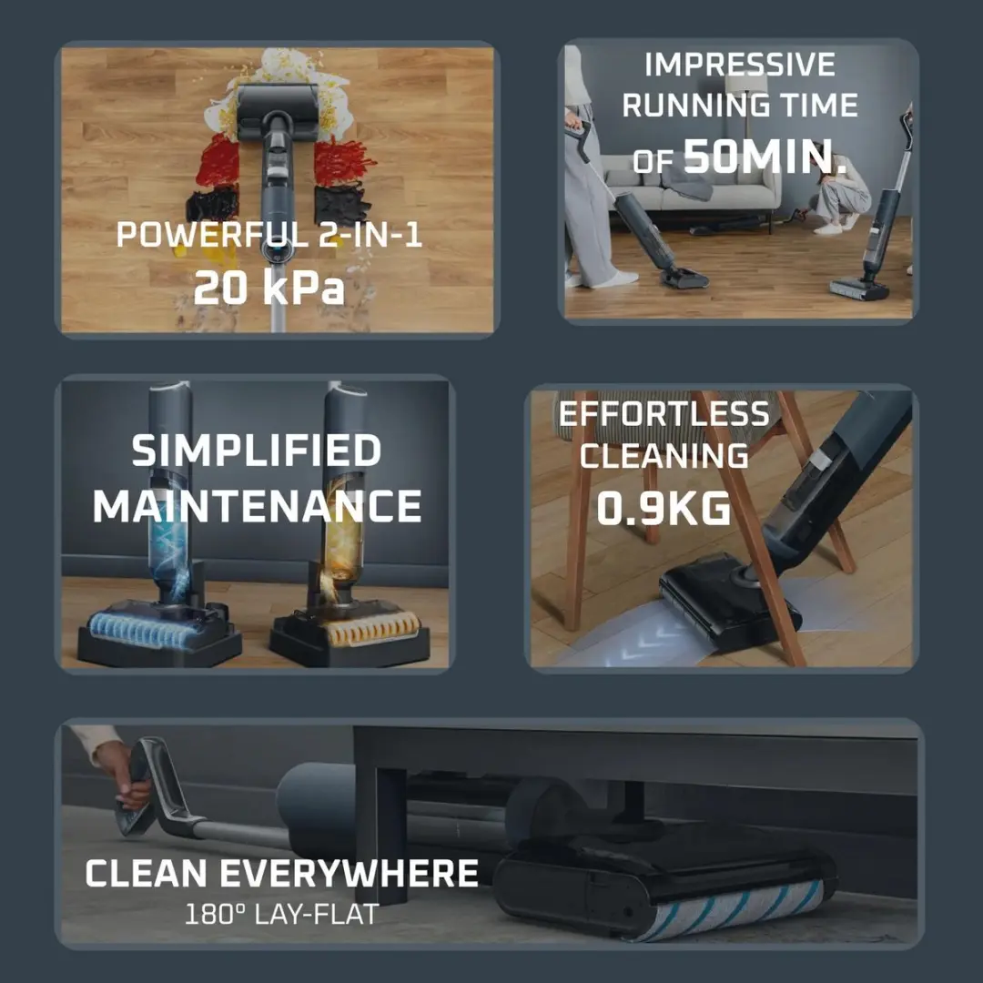 Rowenta X-Clean 5 Pro GZ5436 2-in-1 Vloerreiniger - Blauw/Zwart