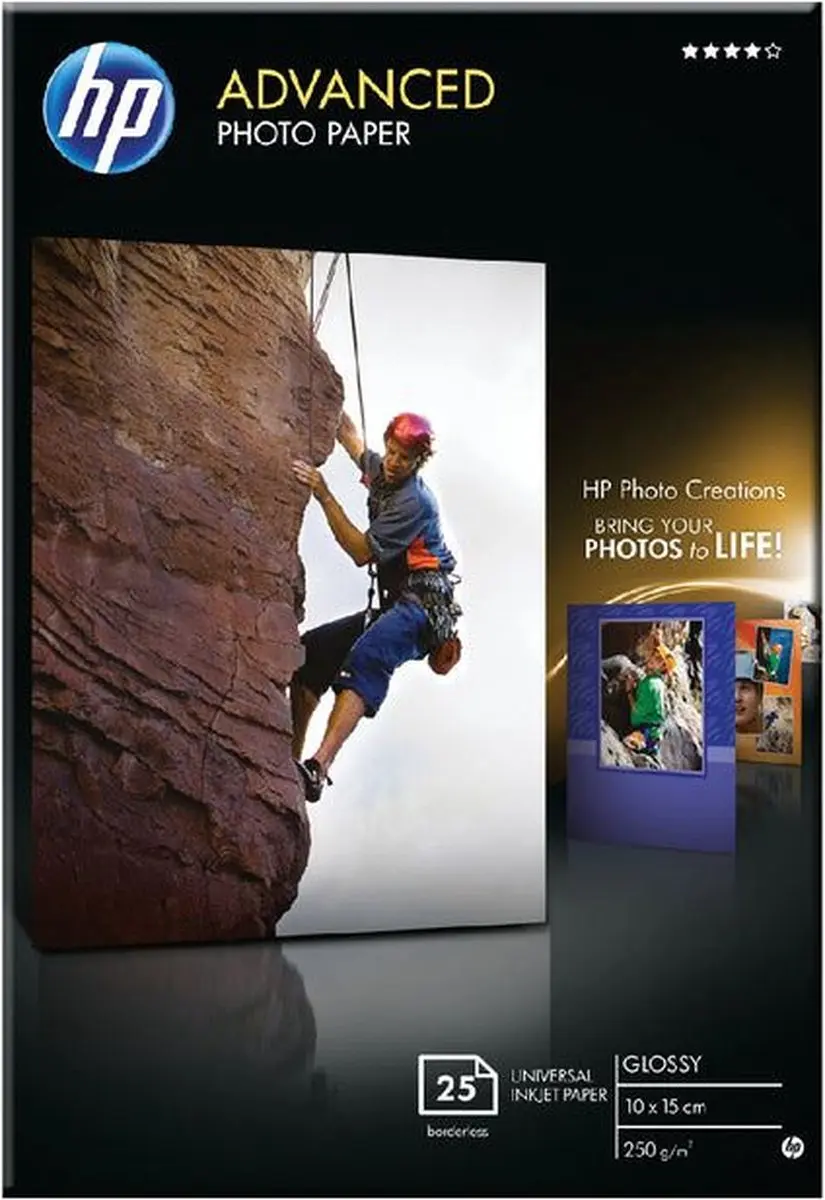 HP Q8691A Fotopapier 10x15cm 25 Vel - 250g/m² Wit