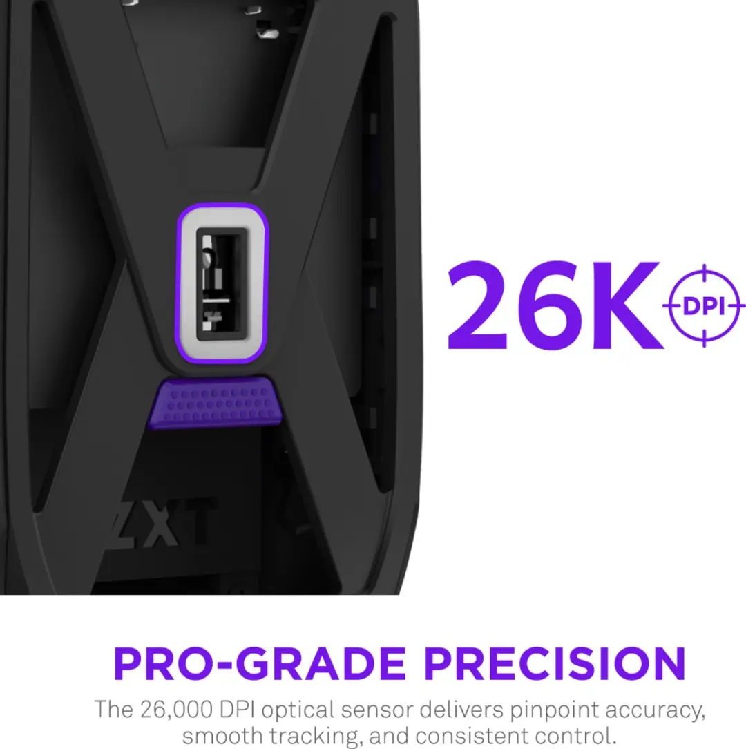 NZXT MS-101NB-01 Gaming Muis - Rechtshandig - Draadloos - 26000 DPI - Zwart
