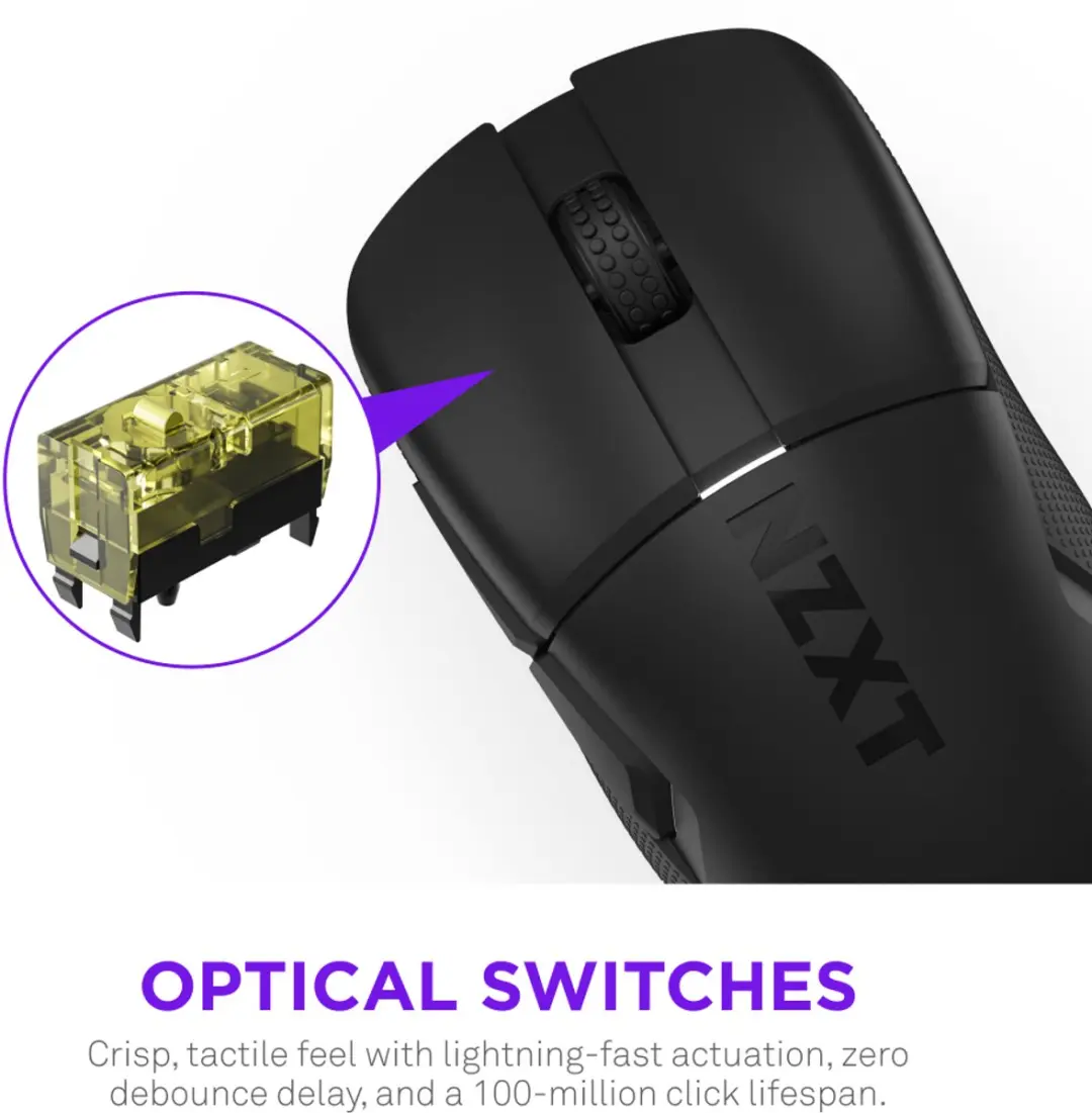NZXT MS-101NB-01 Gaming Muis - Rechtshandig - Draadloos - 26000 DPI - Zwart