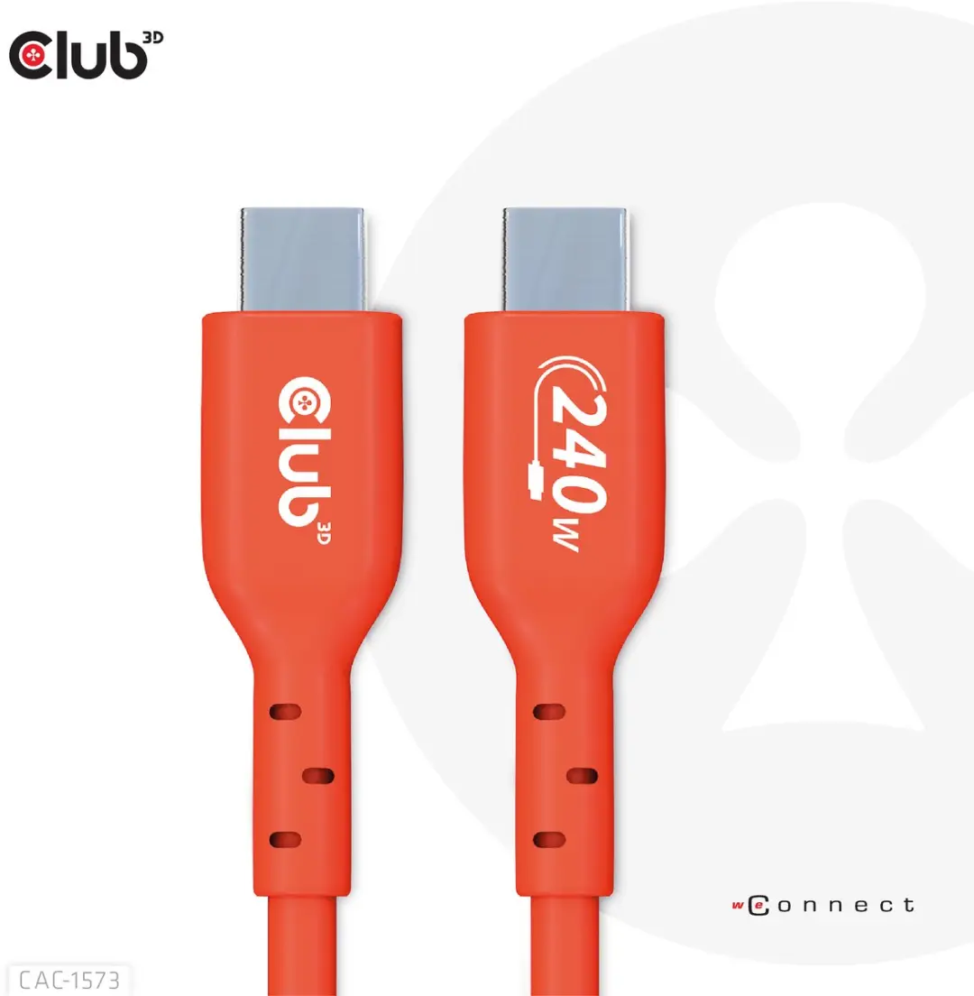 Club 3D USB-C Kabel CAC-1573 - 2m - 480Mbps PD 240W Rood