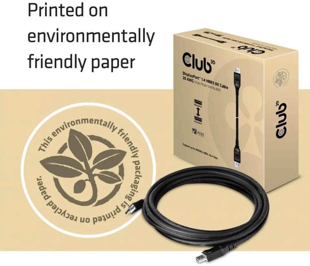 Club 3D DisplayPort 1.4 Kabel 8K 5m - Zwart