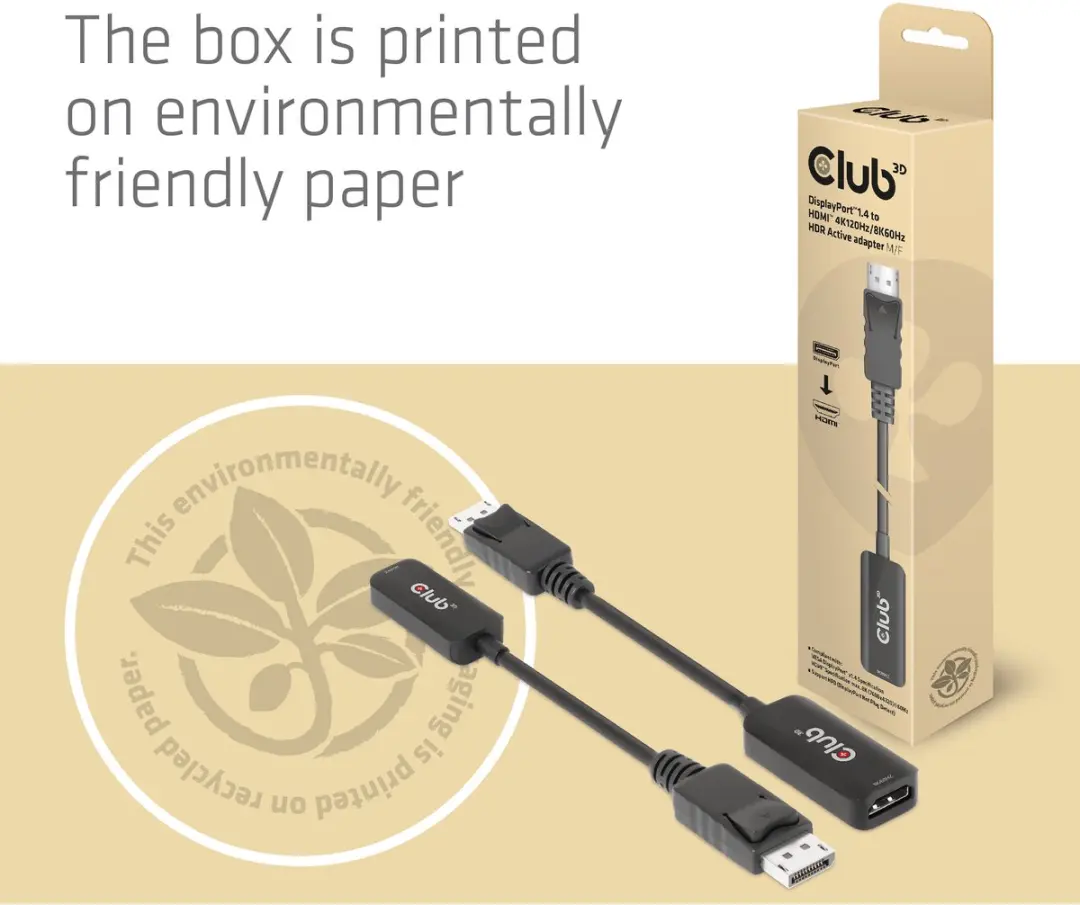 Club 3D CAC-1088 DisplayPort naar HDMI Adapter - 4K120Hz/8K60Hz - Zwart