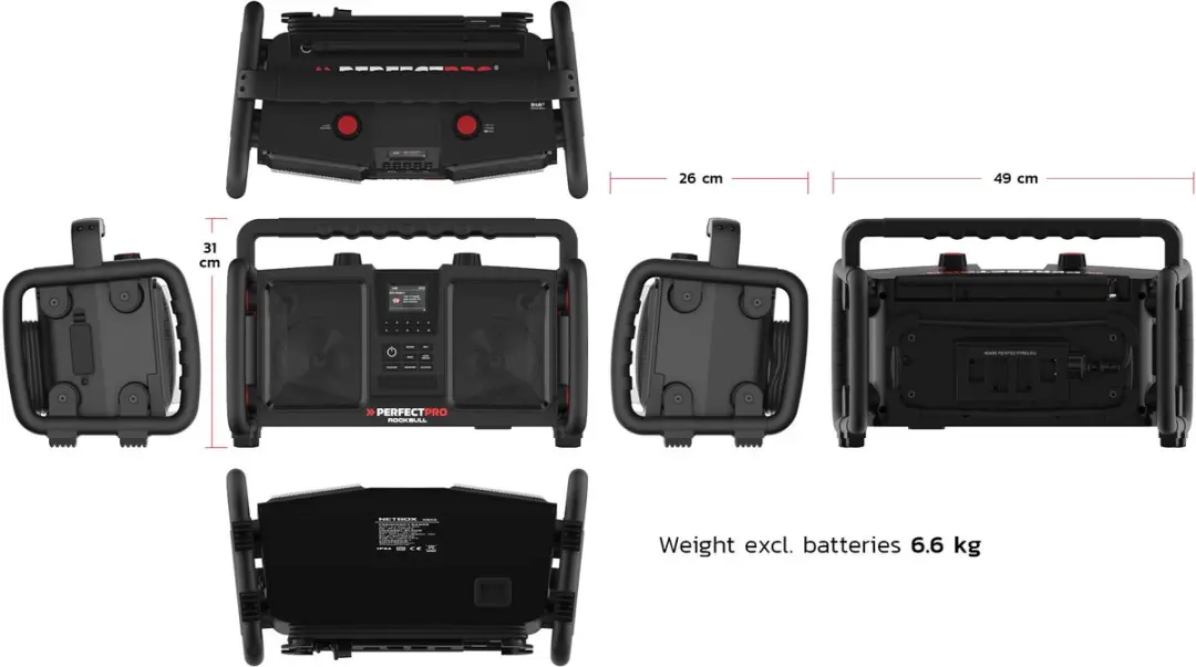 PerfectPro ROCKBULL RB2 Bouwradio - 20W - IP65 - Zwart