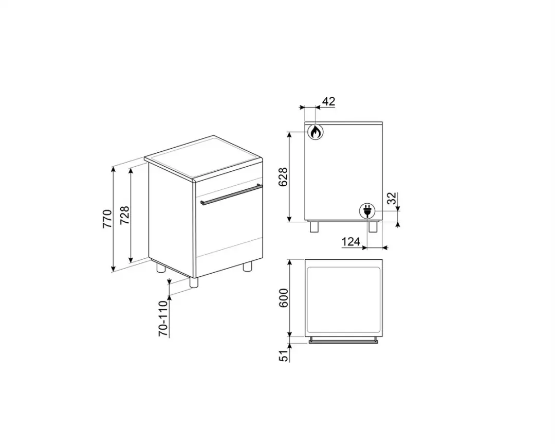 Smeg CX91GMXNLK Gasfornuis 60cm - 5 Kookzones - RVS