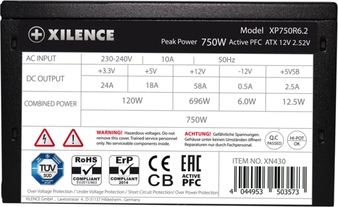 Xilence Performance XP750R6.2 Voeding 750W - Zwart
