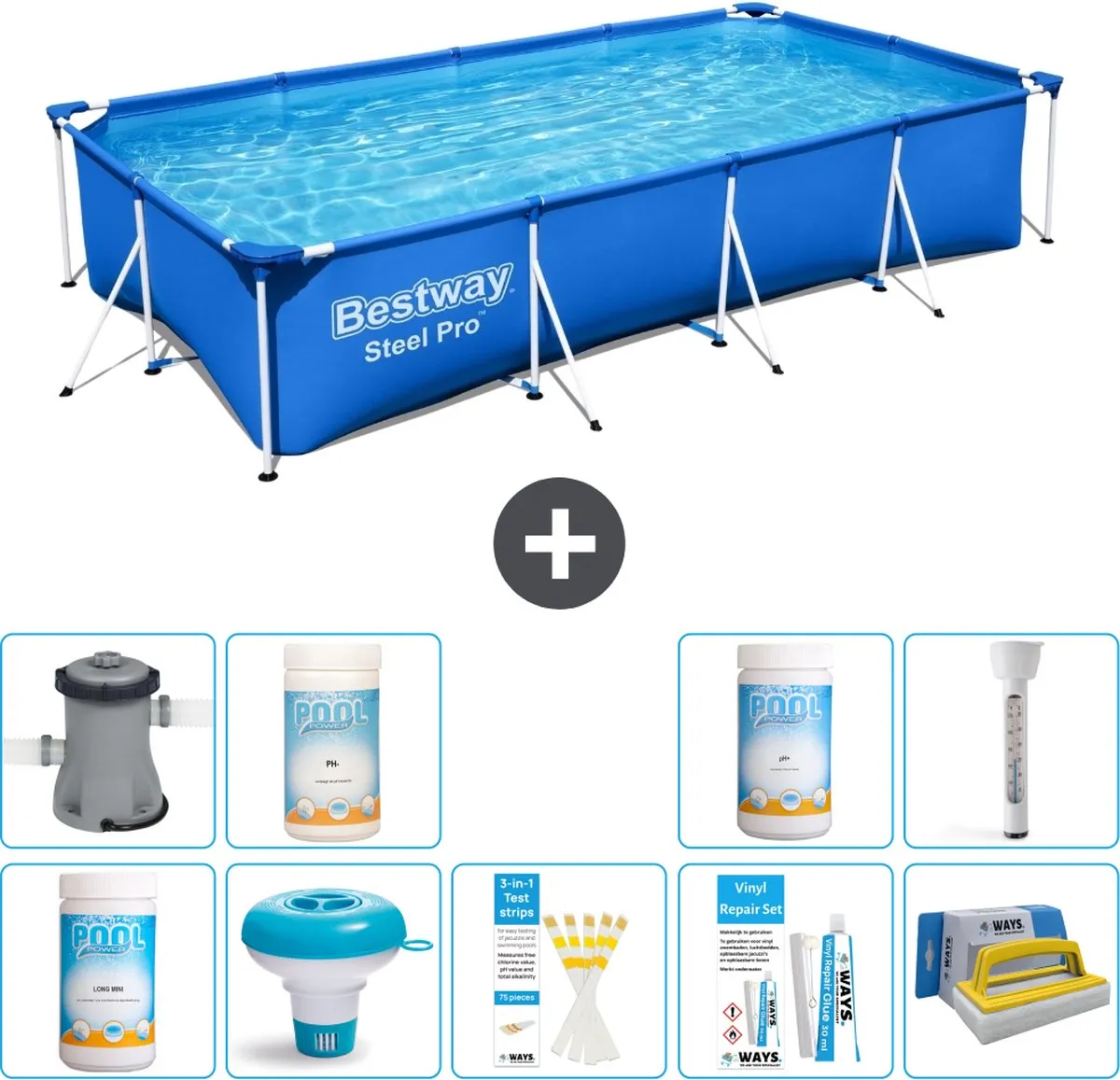Bestway Steel Pro Zwembad 400x211x81cm Blauw - Inclusief Pomp