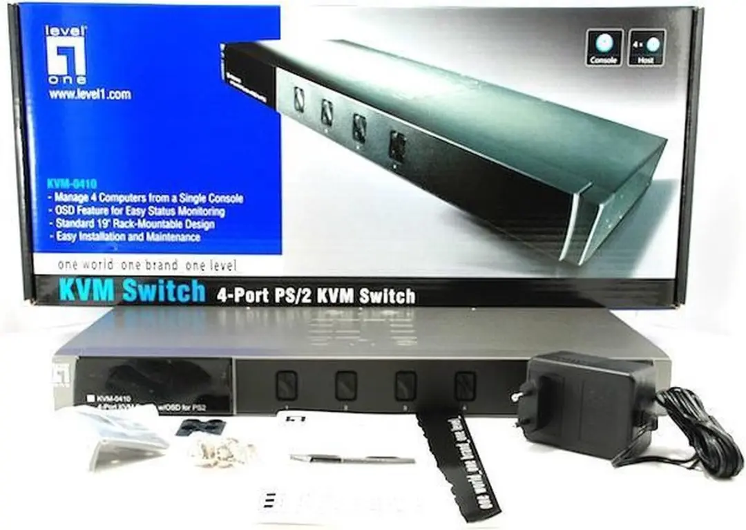 LevelOne KVM-0410 KVM Switch 4-Poorts - PS/2