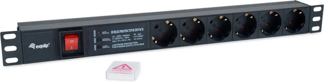 Equip 333317 Energiedistributie 6 AC-uitgangen 1U - Zwart