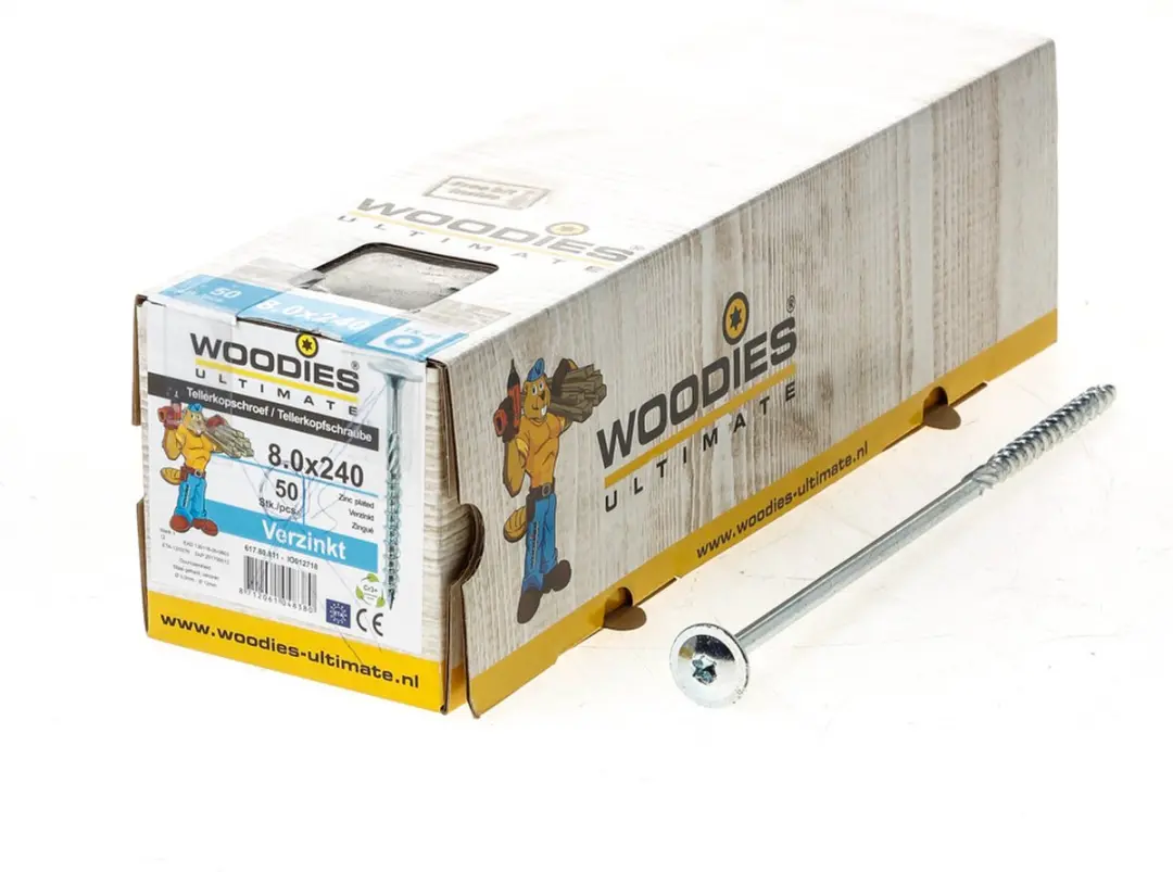 Woodies Tellerkopschroeven Torx 40 8x240mm - 50 Stuks