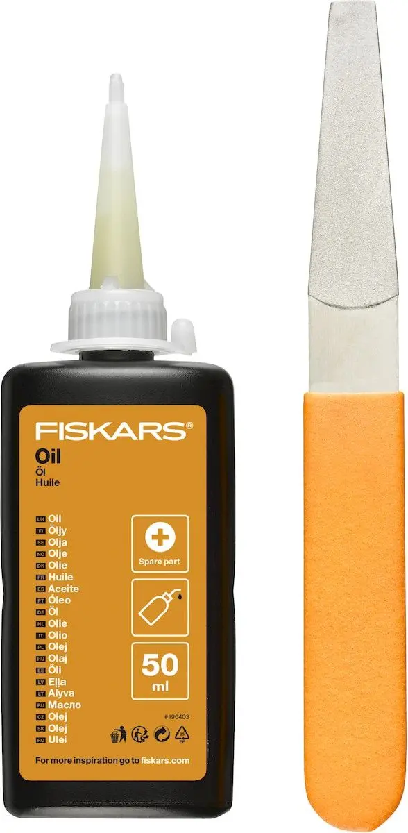 Fiskars Onderhoudsset Takkenscharen - Diamantvijl & Olie