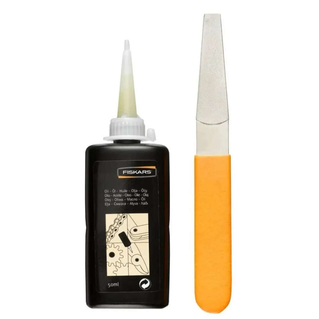Fiskars Onderhoudsset Takkenscharen - Diamantvijl & Olie