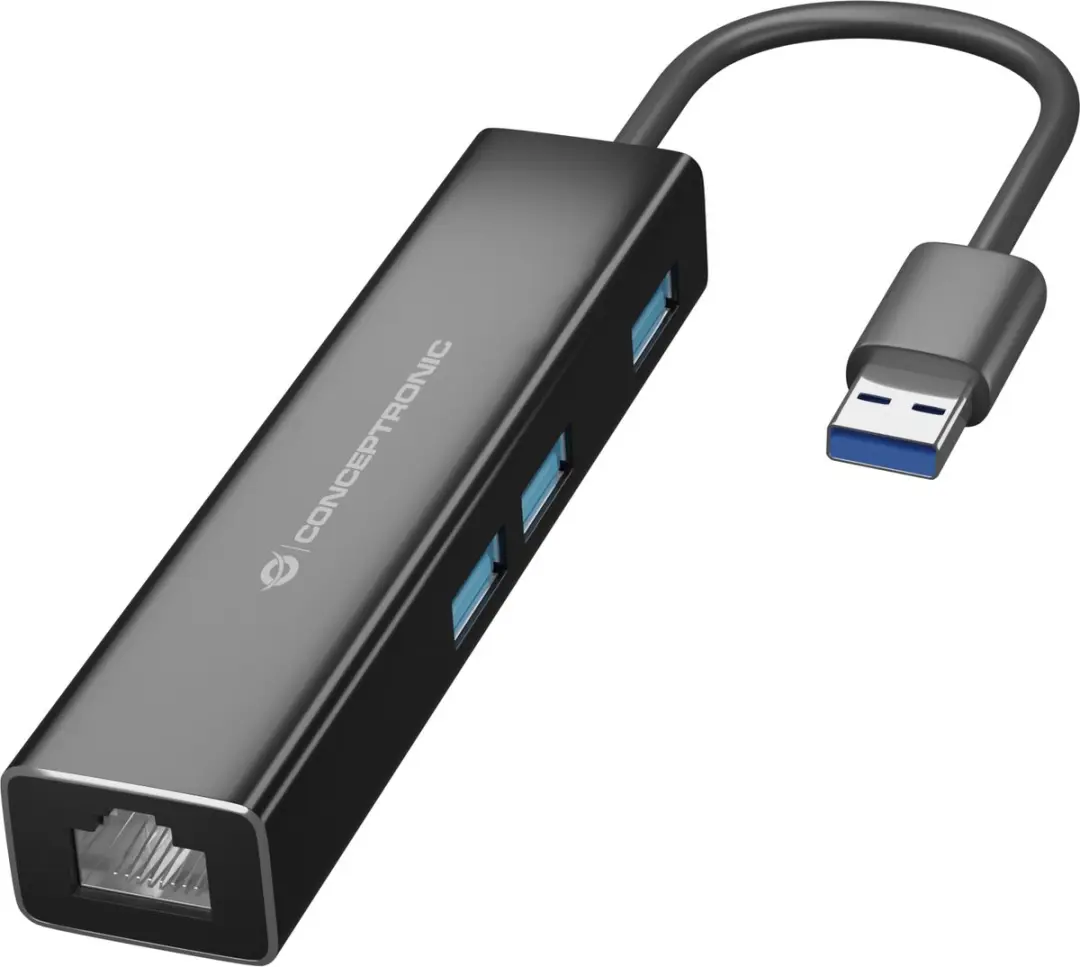Conceptronic DONN07BA USB 3.0 Adapter - 3 Poorten - Zwart