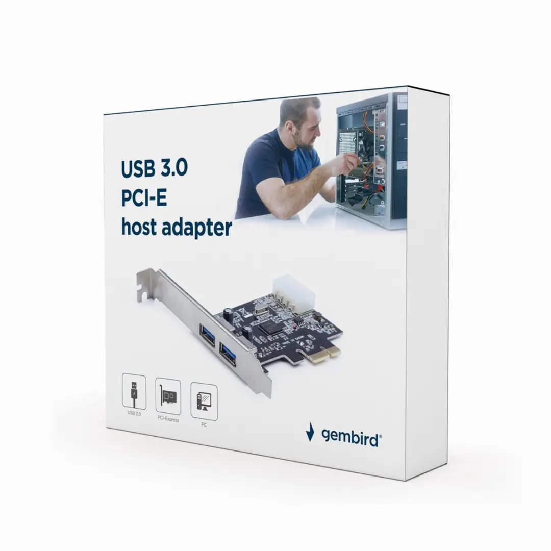 Gembird UPC-30-2P USB 3.2 Gen 1 Interfacekaart - Zilver/Zwart
