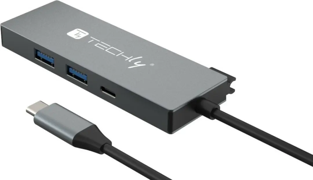 Techly IUSB32C-HUB4HPD Laptop Dock - 2x USB 3.2 - Grijs