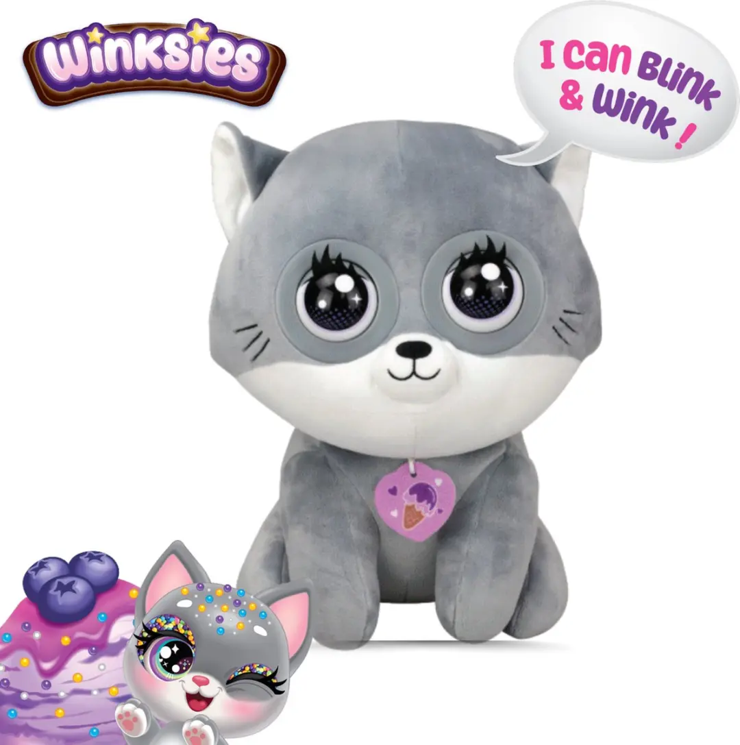 Winksies Blueberry Kitten Interactieve Knuffel - Grijs