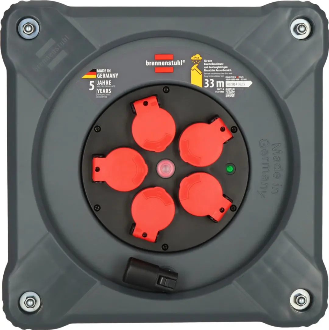 Brennenstuhl Cube KA 3210 Kabeltrommel 33m - 5 Stopcontacten - 3000W - Rood