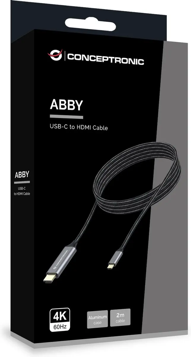 Conceptronic ABBY10G USB-C naar HDMI Kabel 2m - Grijs