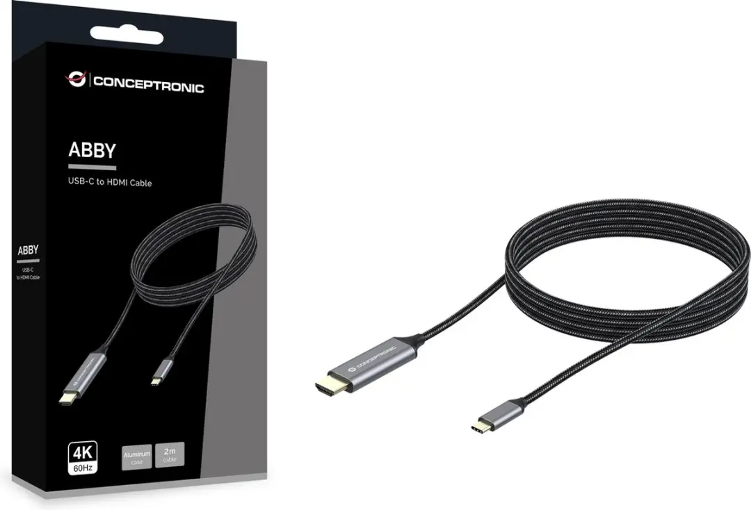 Conceptronic ABBY10G USB-C naar HDMI Kabel 2m - Grijs