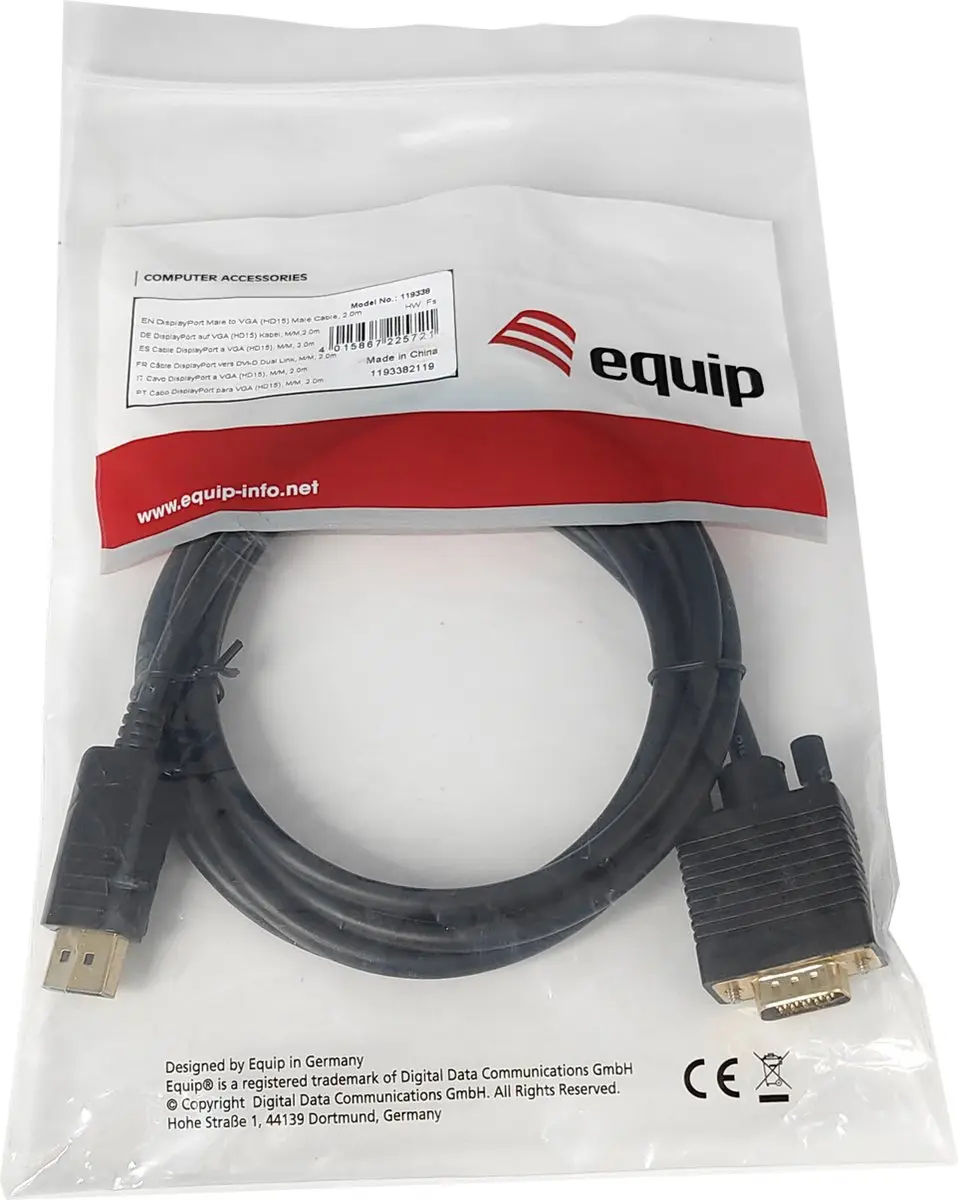 Equip 119338 VGA naar DisplayPort Adapter 2m - Zwart