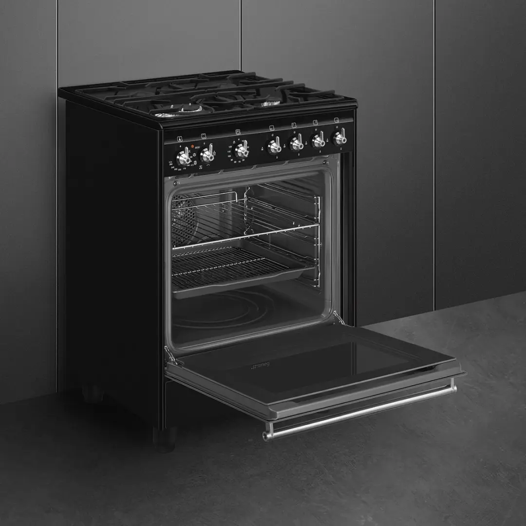 Smeg CX61GMBLNLK Gasfornuis 60cm - 5 Kookzones - Zwart