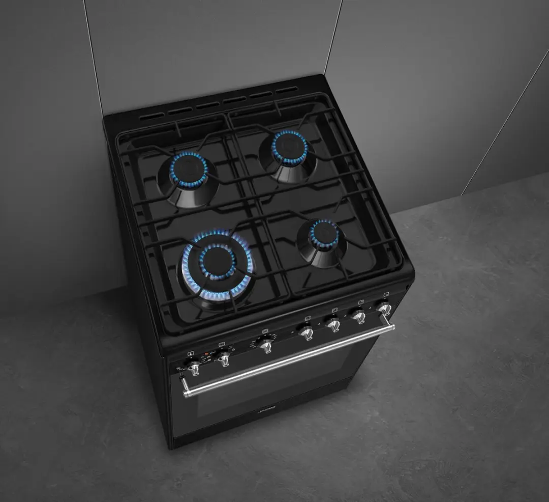 Smeg CX61GMBLNLK Gasfornuis 60cm - 5 Kookzones - Zwart