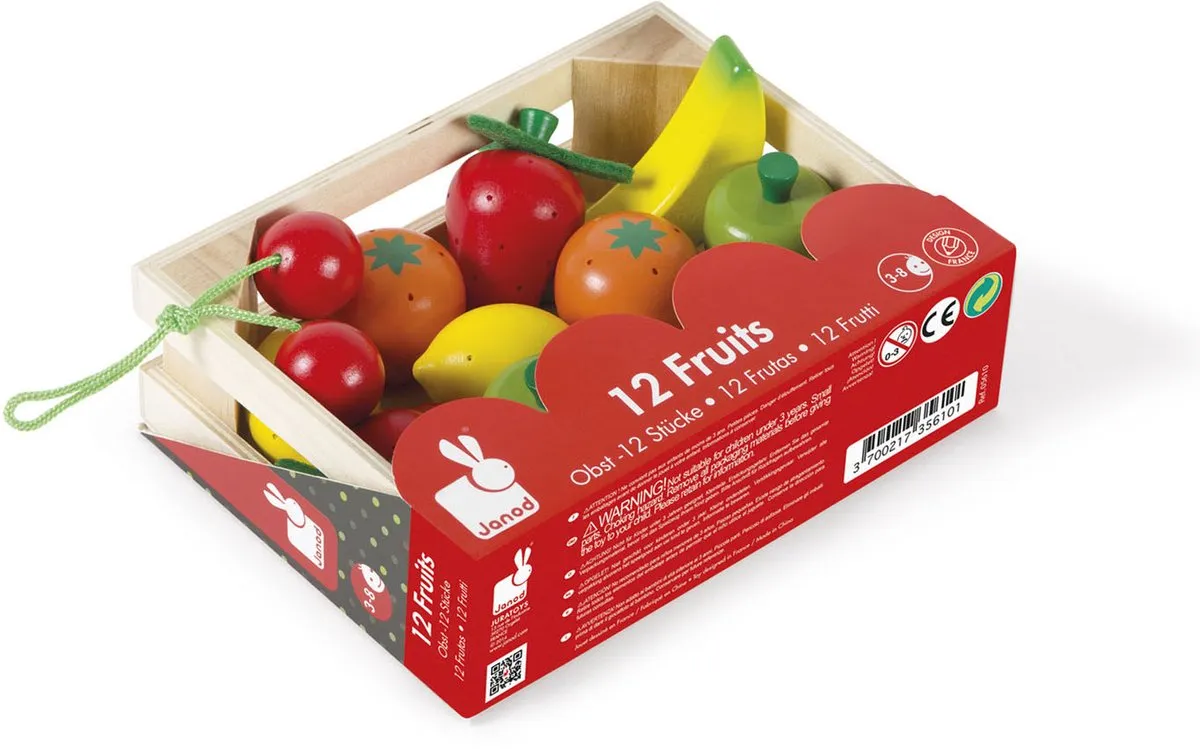 Janod In De Keuken Houten Fruit Kistje - 12 Stuks