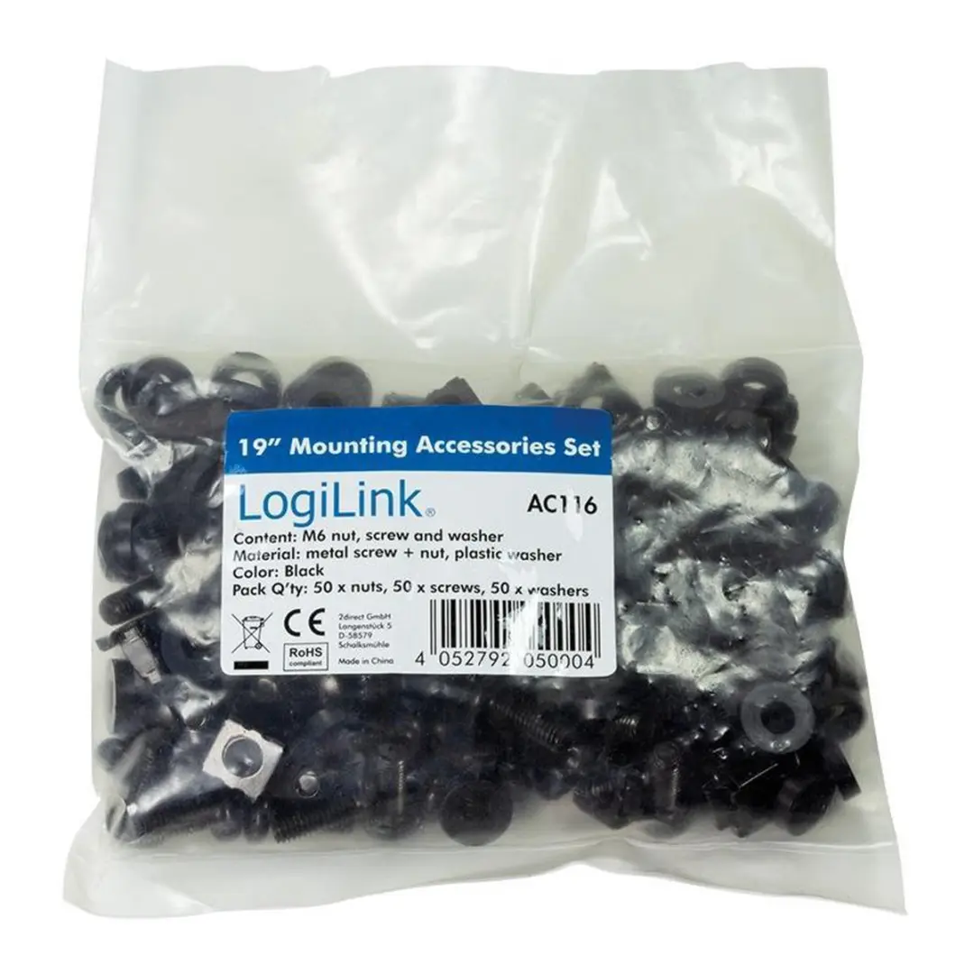 Logilink Montagebeugels M6 19 inch - 50 Stuks - Zwart