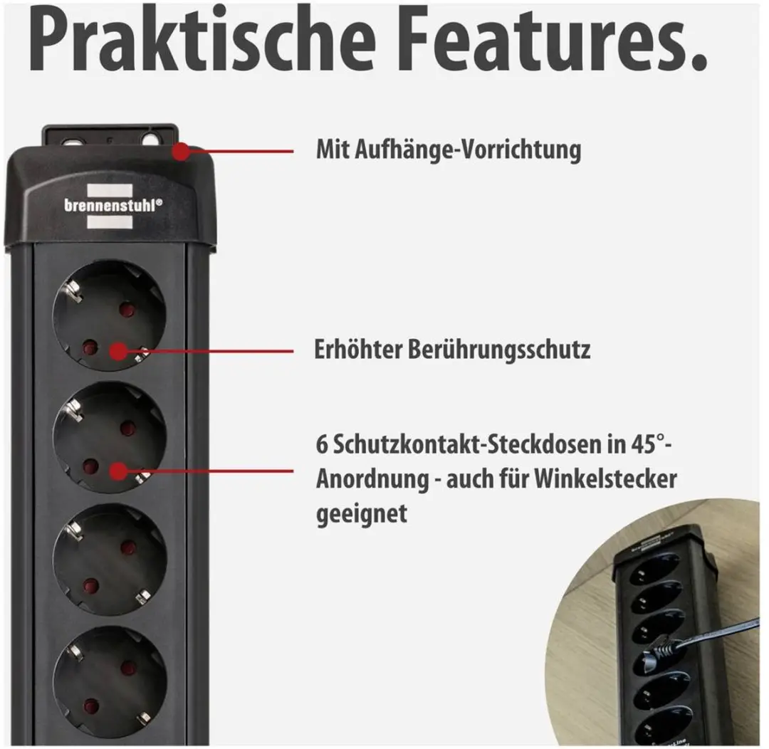 Brennenstuhl Premium-Line Overspanningsbeveiliging 6-voudig - 26.000A