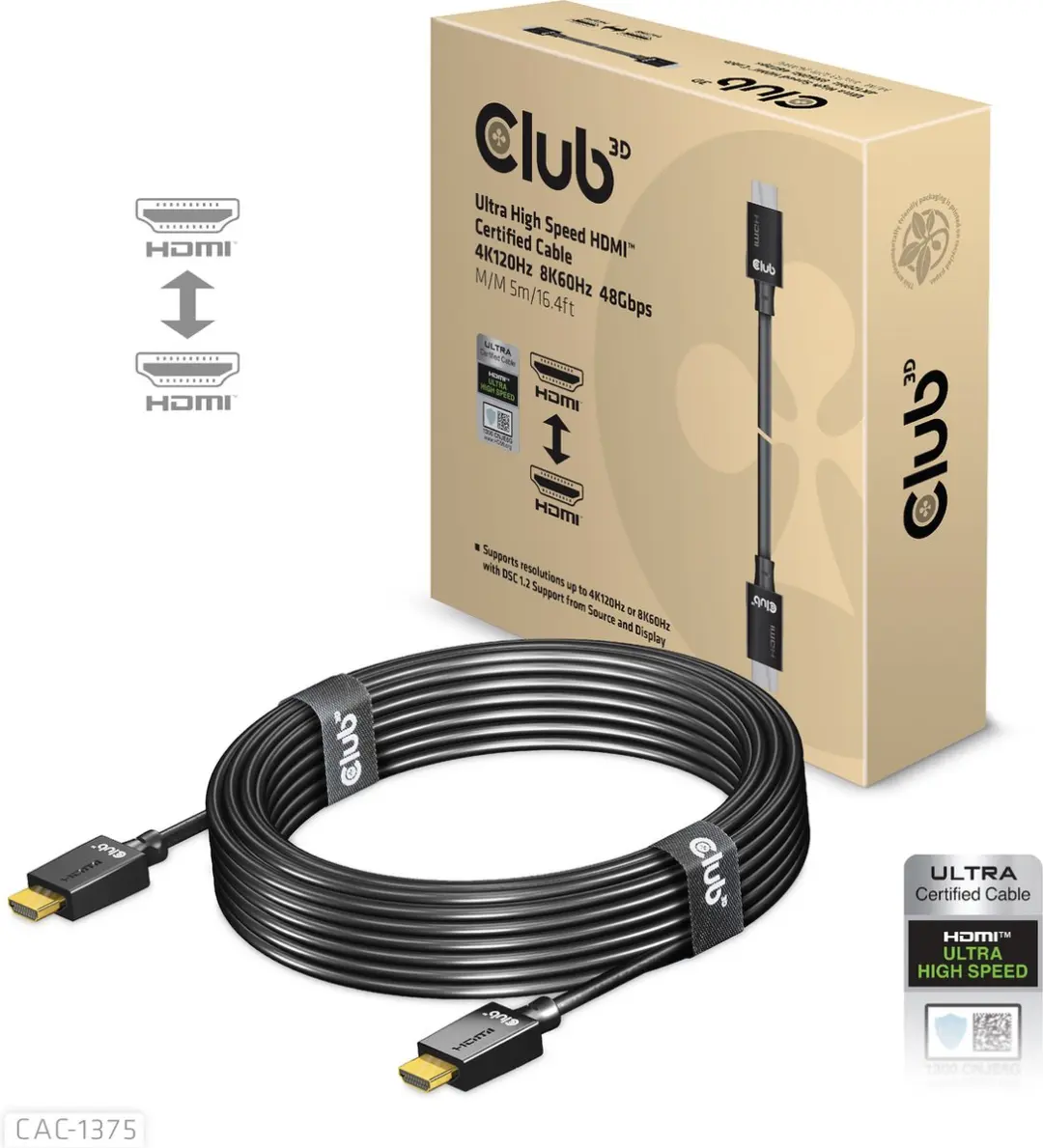 Club 3D Ultra High Speed HDMI 2.1 Kabel 4K120Hz 8K60Hz 48Gbps