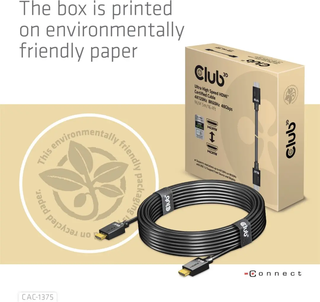 Club 3D Ultra High Speed HDMI 2.1 Kabel 4K120Hz 8K60Hz 48Gbps - 5m