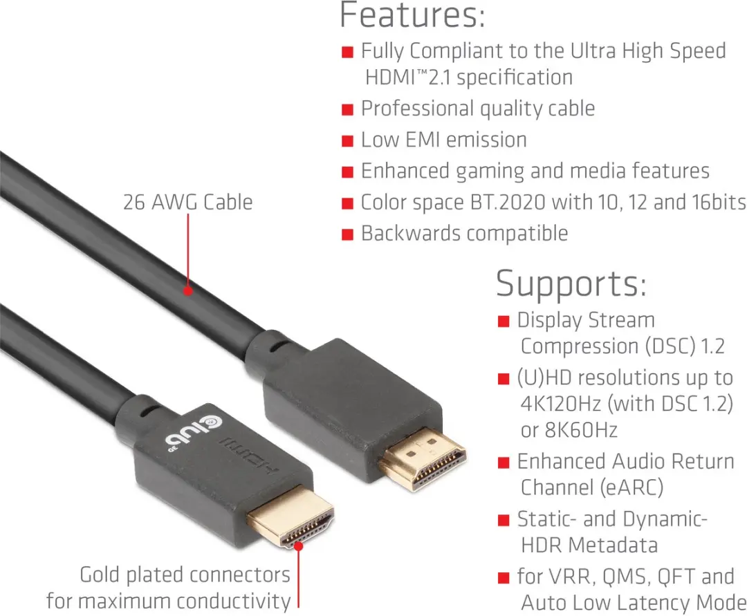 Club 3D Ultra High Speed HDMI 2.1 Kabel 4K120Hz 8K60Hz 48Gbps - 5m