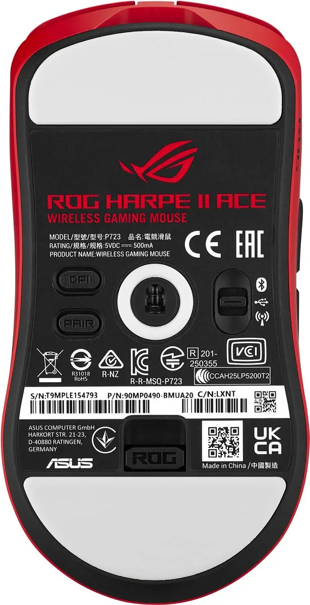 ASUS ROG Harpe II Ace Muis - 42000 DPI - Rood