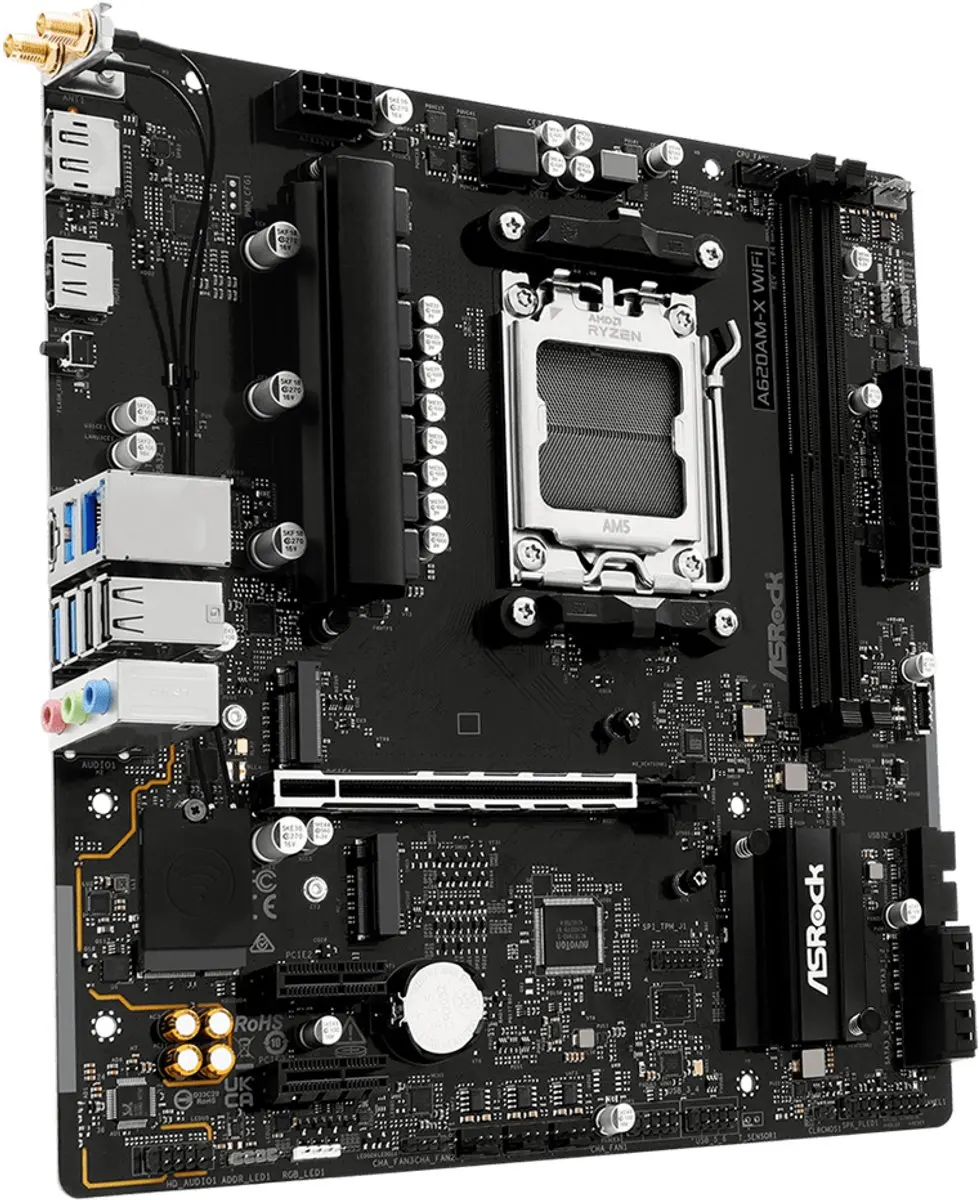 ASRock A620AM-X WIFI AM5 Micro ATX Moederbord - Wi-Fi 5