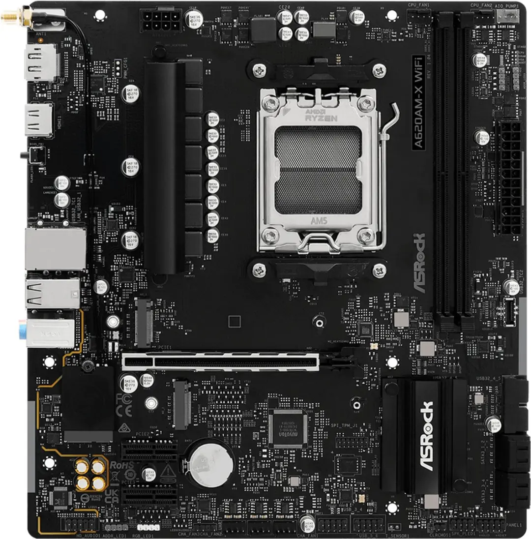 ASRock A620AM-X WIFI AM5 Micro ATX Moederbord - Wi-Fi 5